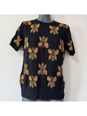 Voodoo Vixen Graphic Black and Gold Bee Tee Medium